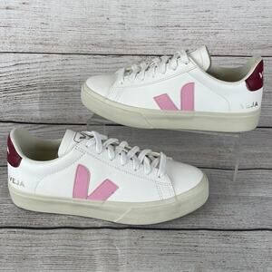 Veja Campo Womens EU 38 US 7 Sneakers White Pink Burgundy